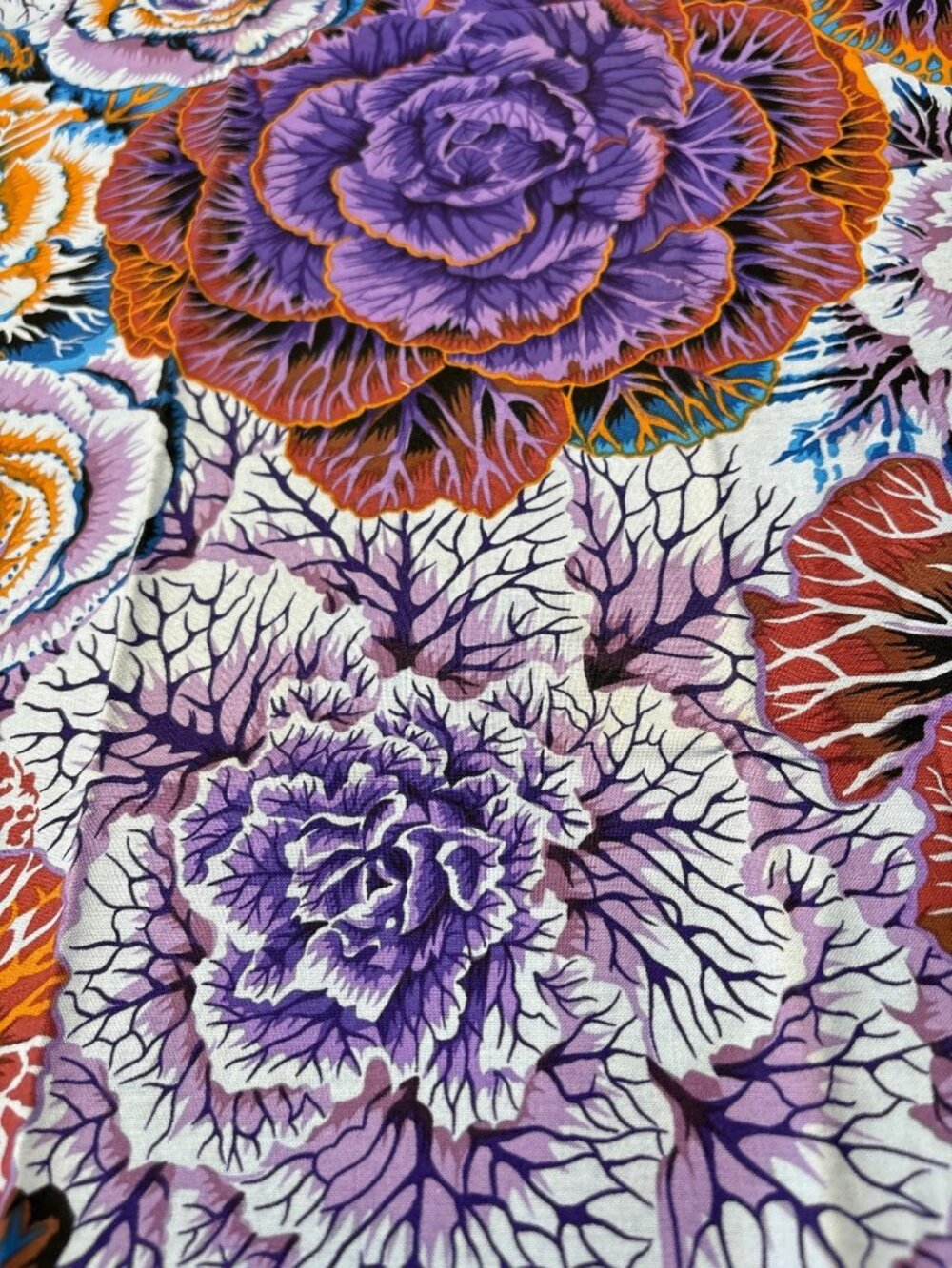 Kaffe Fassett Brassica Rowan Quilting Cotton Fabric 18x42" Purple Orange Floral - Picture 8 of 14
